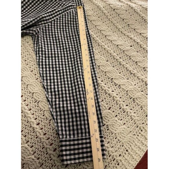 London Fog Mens Checkered FLIP CUFF Button-Down Shirt 4XLB Black & White - Picture 4 of 14